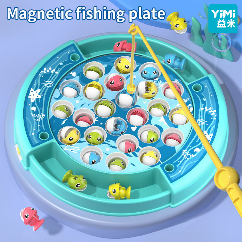 Yimi 釣魚玩具音樂旋轉釣魚游戲磁性趣味釣魚玩具兒童電動釣魚玩具教育益智遊戲釣魚玩具