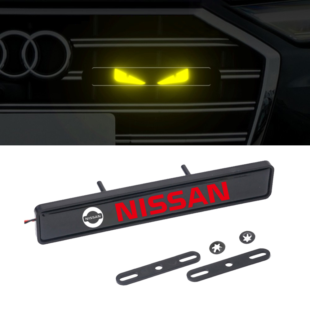 帶 LED 燈汽車前格柵標誌徽章貼紙適用於 NISSAN Sylphy Almera Rogue XTrail Kick