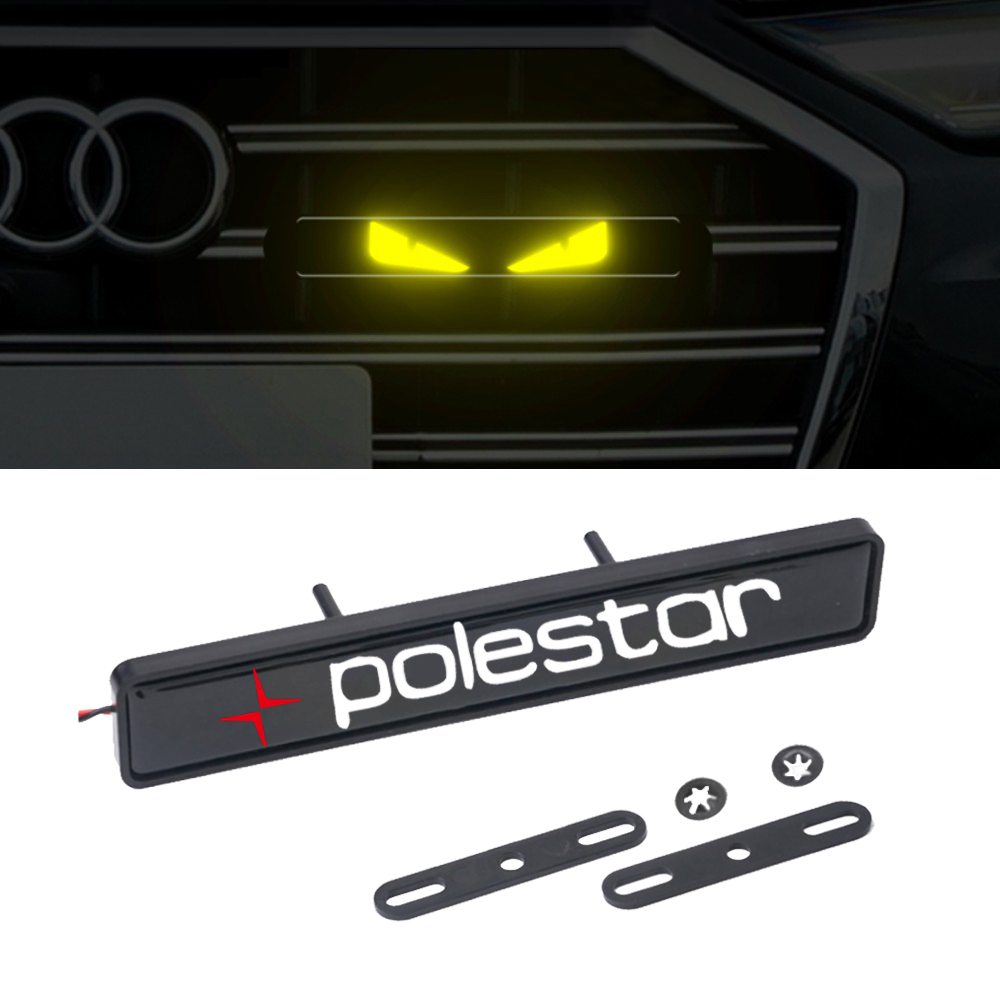 帶 LED 燈汽車前格柵標誌徽章貼紙適用於沃爾沃 polestar