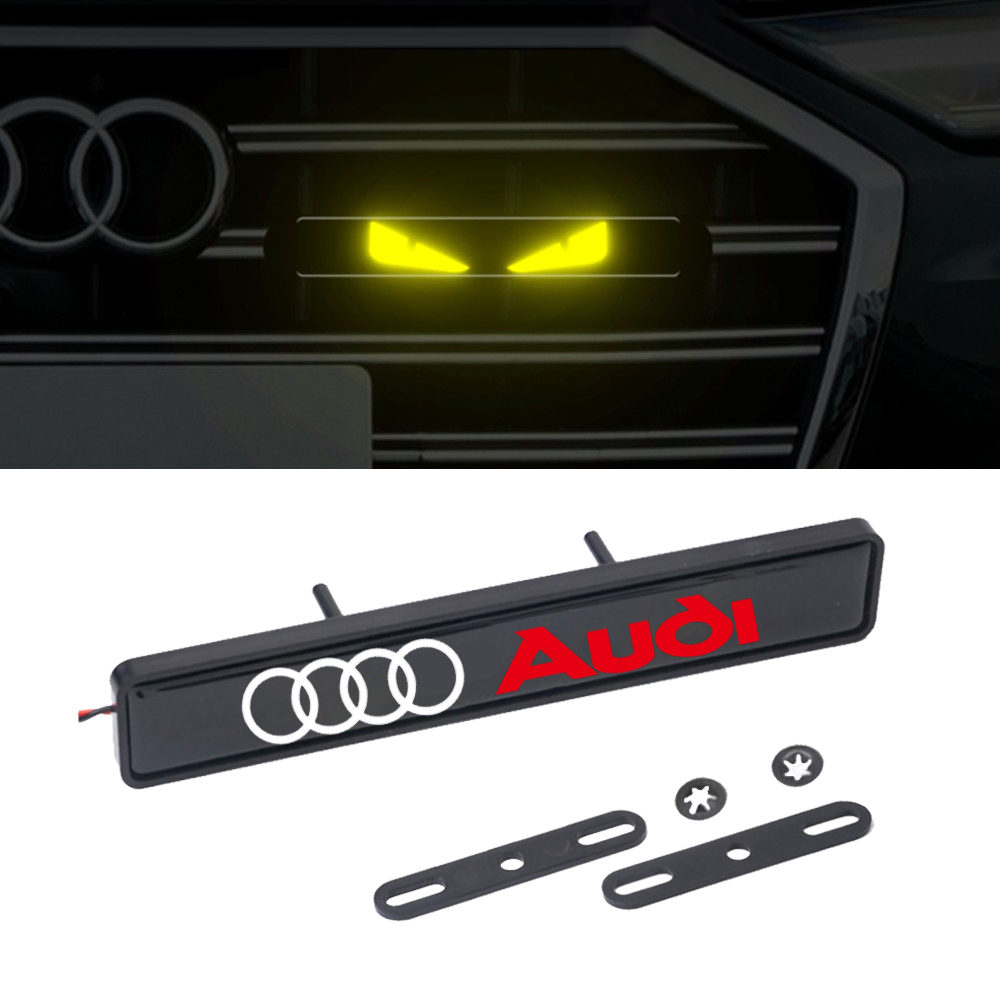 帶led燈汽車前格柵標誌徽章貼紙適用於奧迪a4l A6L A8L A1 A3 A4 A5 A6 A7 A8 Q3 Q5