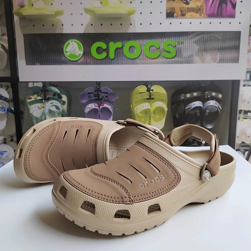 Crocs男士尤肯洞洞鞋戶外輕便透氣沙灘鞋大尺碼休閒防滑涼鞋203261