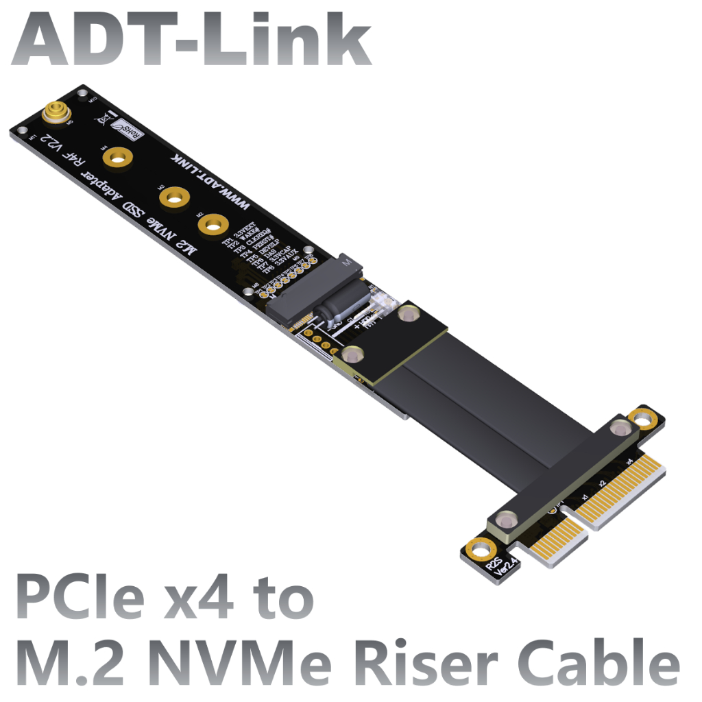[訂製]ADT-Link PCIe 4x 延長線 M.2 NVMe SSD轉接板卡 支持3.0 x4全速 ADT工廠直銷