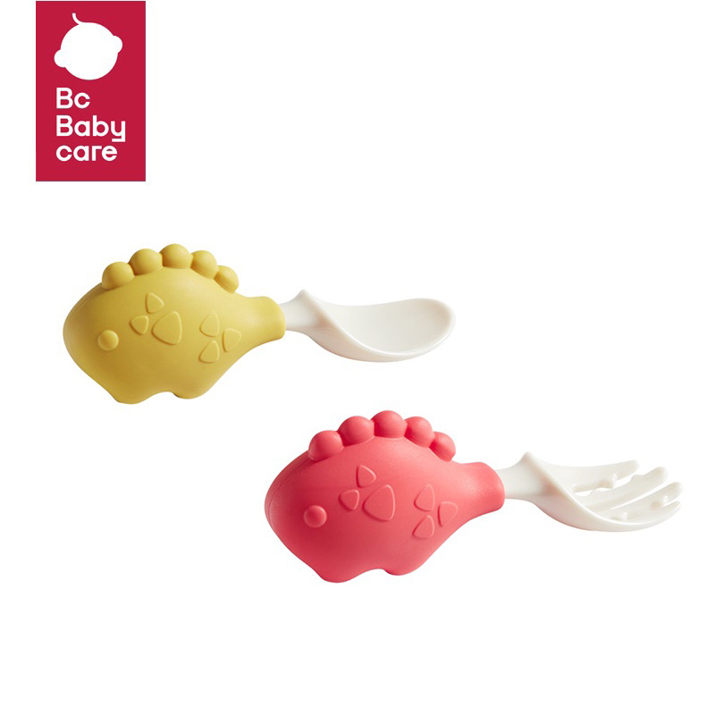 Bc Babycare 嬰兒叉勺套裝短手柄矽膠兒童餐具套裝