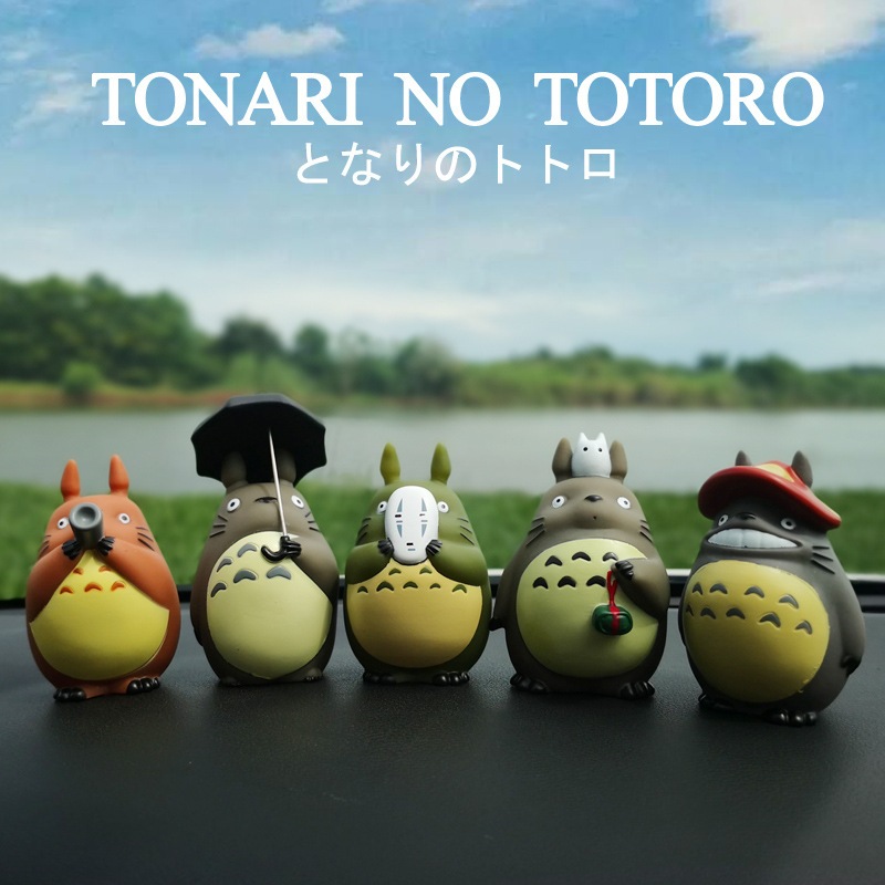 現貨 5款 宮崎駿動漫 龍貓 Totoro 打傘提粽蘑菇帽面具拍攝Q版公仔人偶玩具模型娃娃車載手機支架支架汽車裝飾禮物