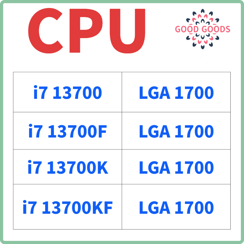100%新Intel I7 13700 I7 13700F I7 13700K I7 13700KF 全新散片CPU
