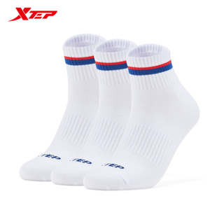 【特步 xtep】3雙裝 | 運動襪男 輕薄透氣材質 平板中筒襪子 男士2023新款透氣專業跑步籃球襪