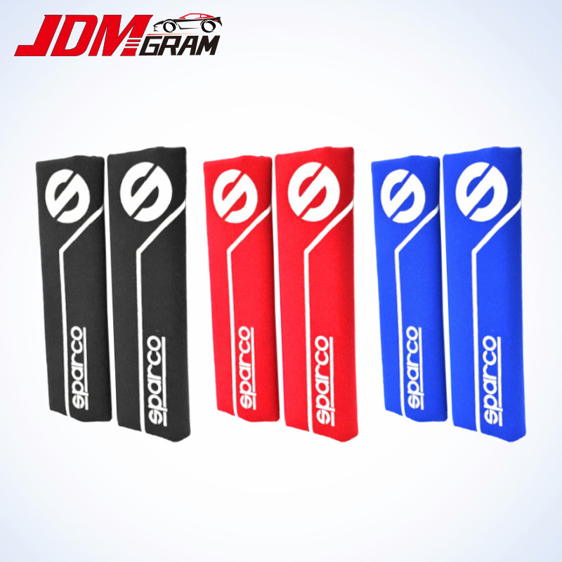 Jdmgram Sparco 汽車肩墊通用 2PCS 汽車安全帶套保護安全帶墊肩保護裝飾汽車內飾配件