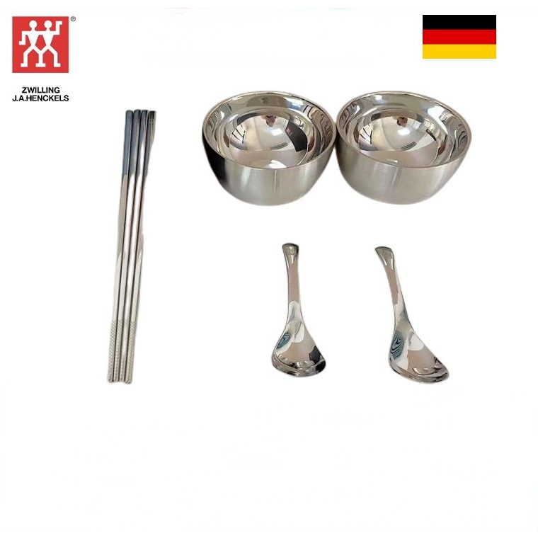 德國Zwilling不鏽鋼碗304食品級家用飯碗餐具套裝防燙碗和筷子套裝組合家用兩件套