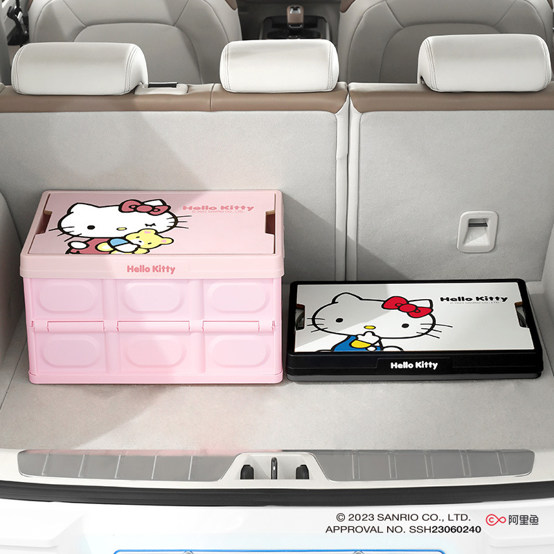 HELLO KITTY汽車儲物箱車用後備箱摺疊收納箱子車用戶外露營整理箱車內收納盒