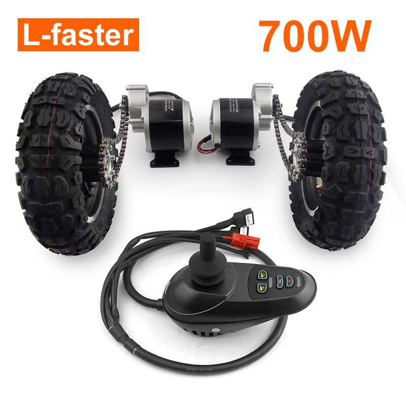 L-faster 350W 10 英寸雙驅動充氣輪操縱桿電動轉換套件,適用於農場手推車平板推車輪椅