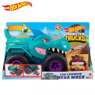 Hot Wheels 怪物卡車 汽車 Chompin' Mega-Wrex,大型玩具怪物卡車和玩具車,吃糞便比例為 1: