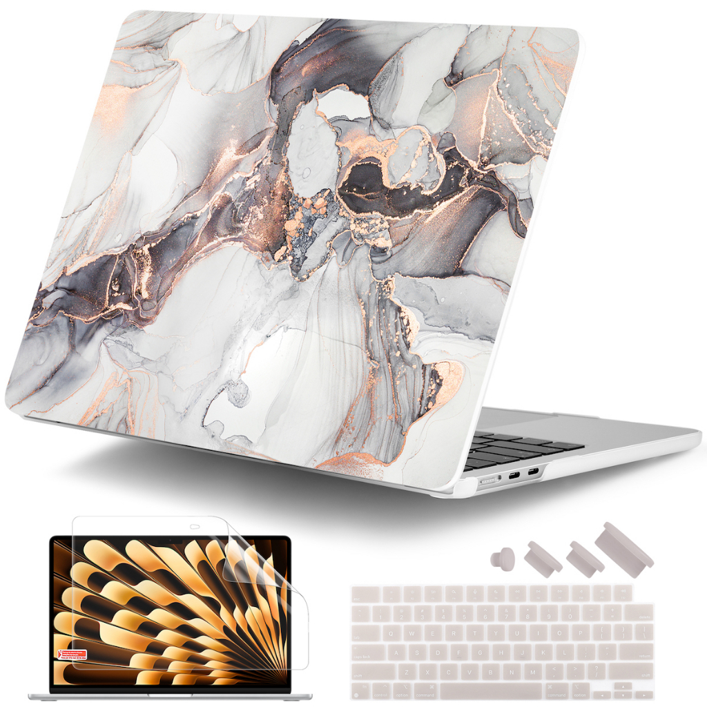 平面磨砂大理石保護殼適用於MacBook Air Pro 13 14 15 16英寸M1 M2 M3晶片2023啞光外殼