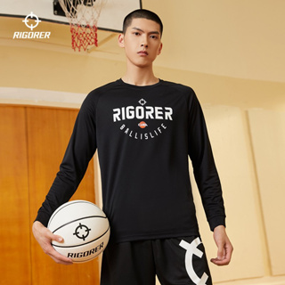 Rigorer圓領長袖t恤男女士籃球訓練健身寬鬆射擊連體襯衫運動裝
