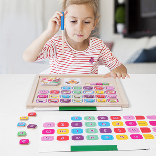 【櫟趣玩具屋】兒童益智磁性字母早教 木質拼圖拼板玩具 寶寶字母教學思維訓練玩具