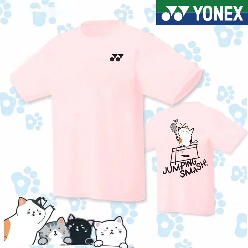 Yonex新款羽毛球服男女通用吸汗速乾比賽球衣t恤短袖球衣印花文化t恤透氣比賽衫