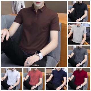 Polo 衫韓國時尚男士夏季修身短袖 Polo T 恤商務休閒上衣