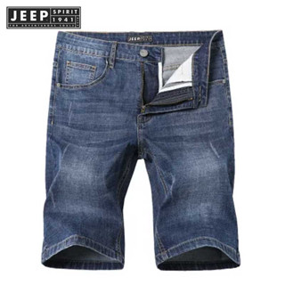 Jeep SPIRIT 1941 ESTD 男士牛仔褲短褲薄款寬鬆休閒直筒九分褲短褲