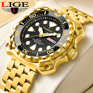 LIGE 時尚男士手錶 頂級品牌豪華運動不銹鋼手錶男士防水夜光女士手錶石英日期時鐘