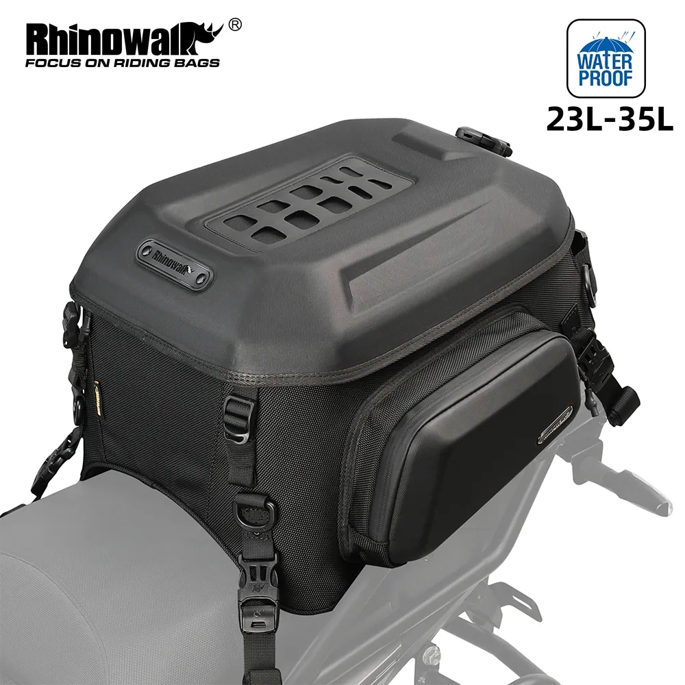 Rhinowalk 摩托車尾包 100% 防水內包 23L-35L 可擴展後座包硬殼背包行李騎手包
