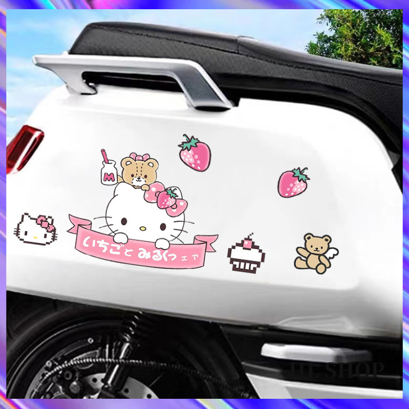 Hl裝飾摩托車卡通貼紙kitty貓可愛貓咪貼紙hello kitty摩托車貼紙防水