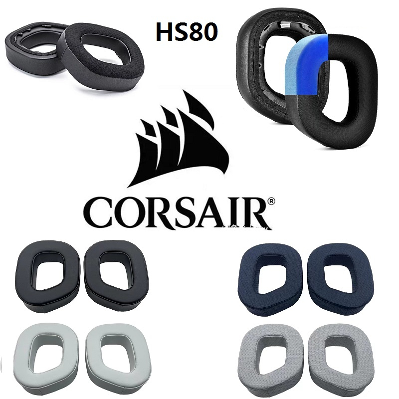 Hs80 CORSAIR HS80 RGB HS80 MAX 耳機耳墊替換耳機維修零件耳罩升級加厚耳墊