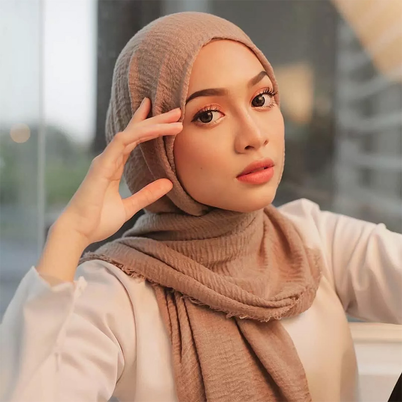 單色圍巾 包頭巾壓皺圍巾  muslim hijab 穆斯林頭巾 蓋頭圍巾 Jilbab pashmina TR007