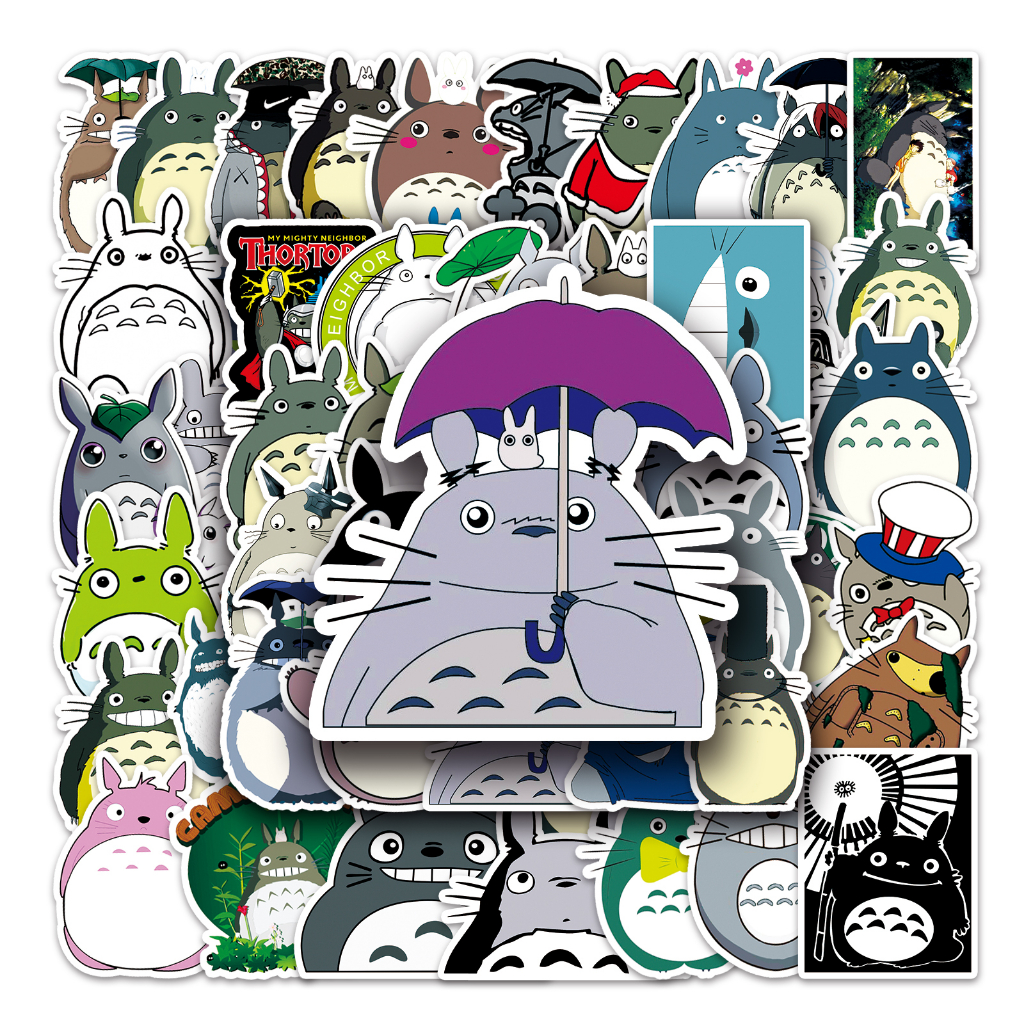 50 件裝搞笑卡通龍貓防水防曬 PVC 塗鴉 DIY 筆記本電腦行李自行車貼紙