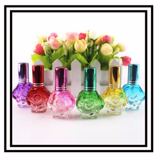 10ml 玫瑰花彩色玻璃分裝瓶空瓶 香水瓶 便攜小玻璃噴霧瓶 化妝品包材