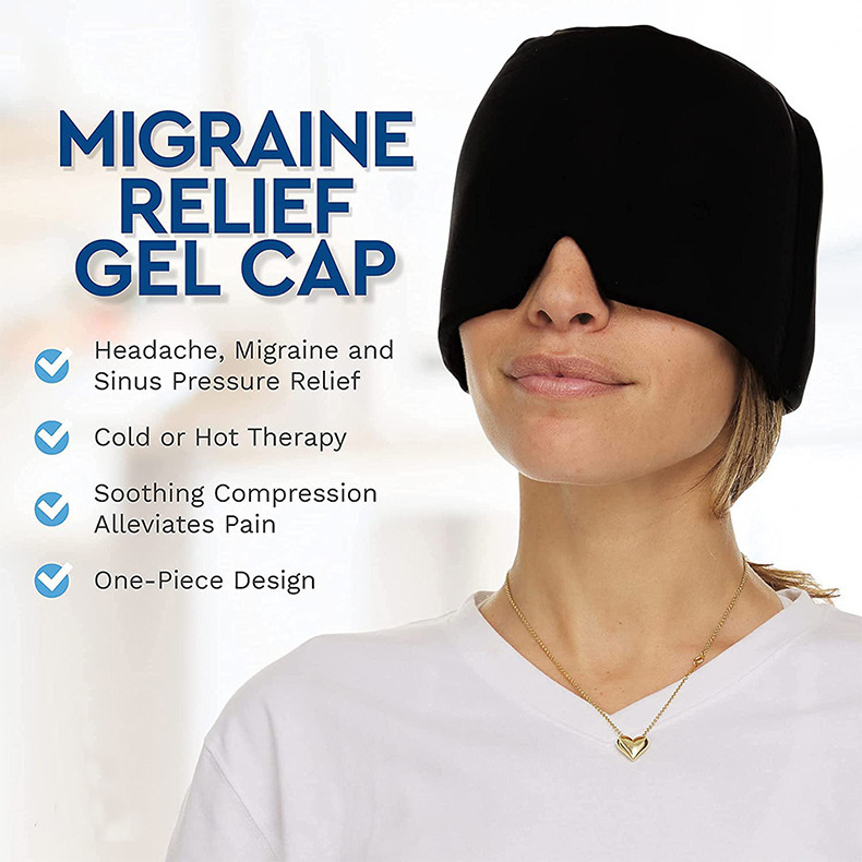 凝膠療法冷熱頭部按摩器偏頭痛緩解疼痛放鬆壓力信使帽子臉眼睛冰面膜，可重複使用舒適