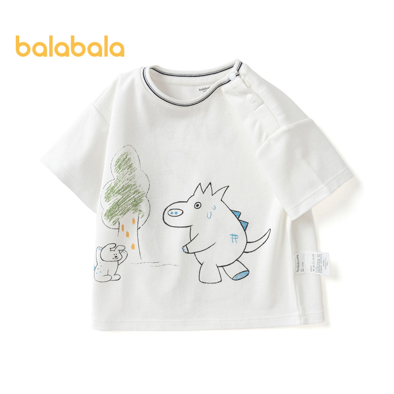 balabala t恤上衣男童衣服兒童短袖2023新款夏季薄款簡約潮