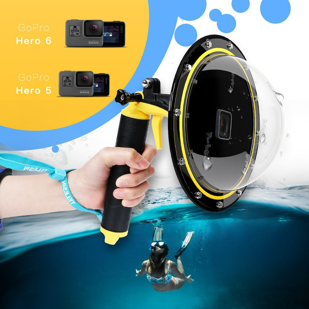 Telesin GoPro 適用於 GoPro Hero 5/Hero 6 的帶浮動手柄 潛水鏡 防水 拍攝