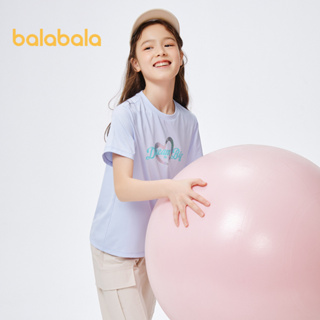balabala 女童短袖兒童 T 恤打底衫 2023 新款夏季幼兒甜美印花上衣