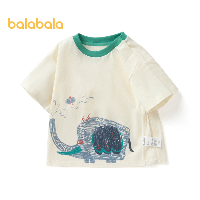 balabala  嬰兒 T 恤幼兒嬰兒襯衫男孩女孩短袖 T 恤 2023 新款夏季純棉可愛