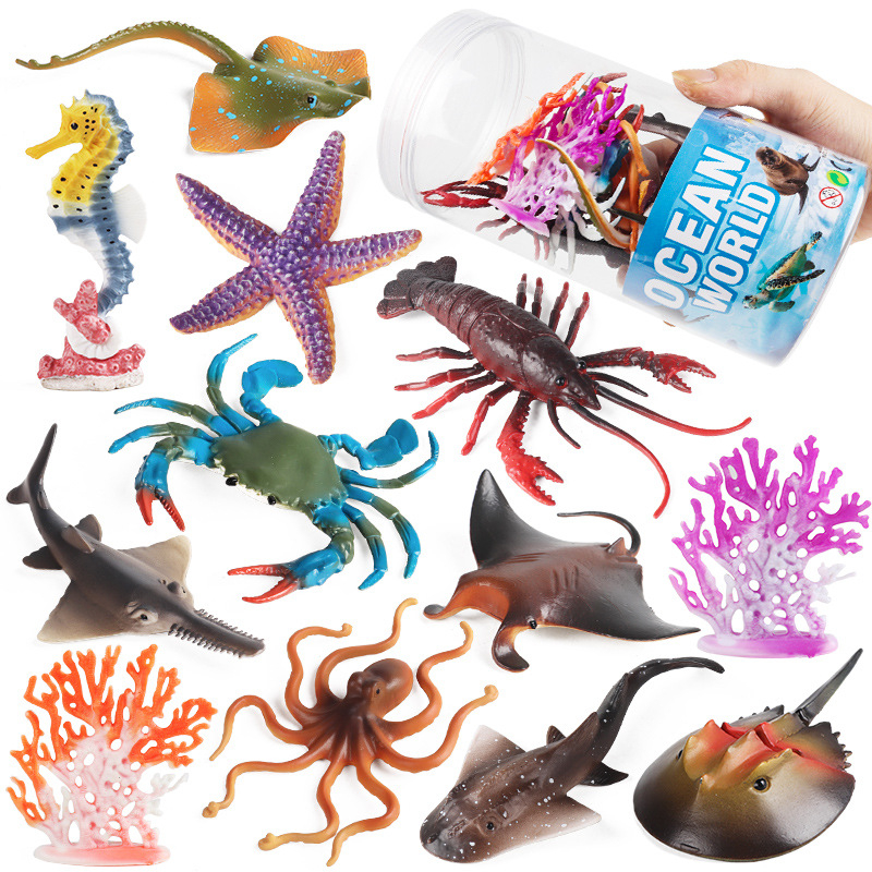 海洋動物 海馬 龍蝦 章魚 海星 螃蟹 套裝模型 兒童科教玩具 模擬裝飾品