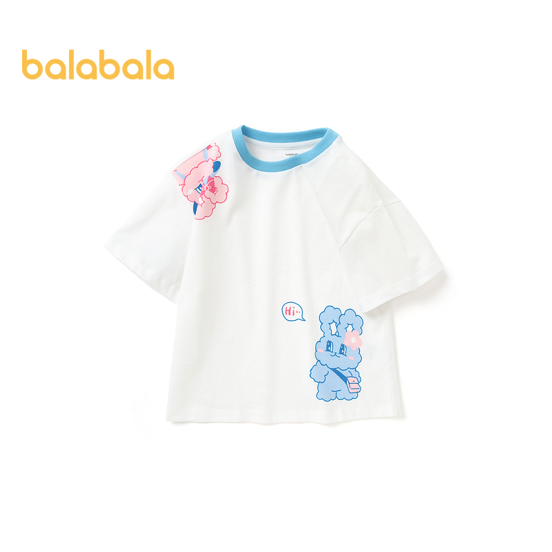 balabala 女童t恤兒童短袖衣服夏裝兒童上衣純棉甜美時尚