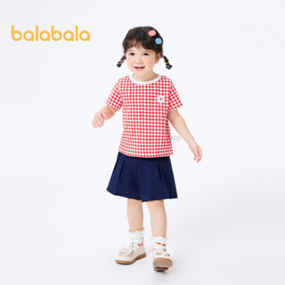 balabala 兒童套裝女童襯衫短褲套裝時尚夏季短袖兩件套套裝