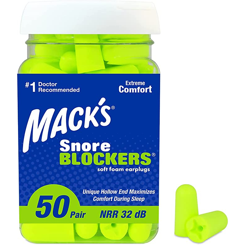 Mack's Snore Blockers 軟泡沫耳塞,50 對 – 32 分貝高 NRR – 舒適的耳塞,適合睡眠、打