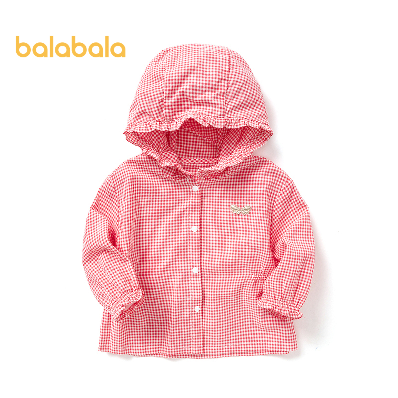 balabala  嬰兒針織上衣嬰兒外套女孩衣服甜美連帽兒童襯衫精緻荷葉邊時尚