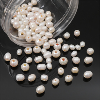 天然淡水珍珠 螺紋珍珠 白色淡水珍珠 DIY製作手鍊項鍊配件 （天然瑕疵）