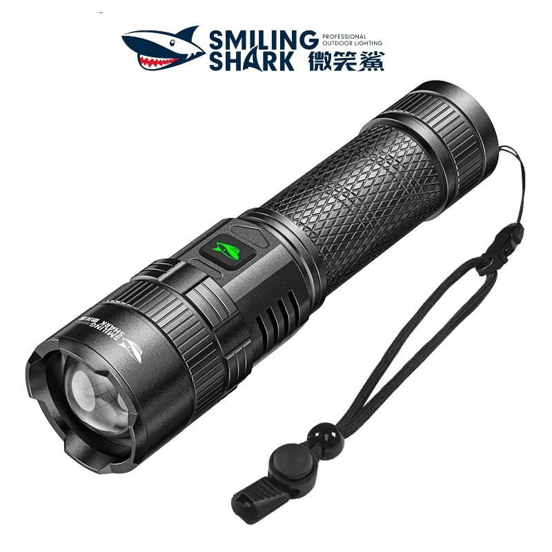 微笑鯊正品 SD0138 強光手電筒 M77 4500流明 Led大功率手電筒千米遠射5檔USB充電變焦戶外登山露營照明