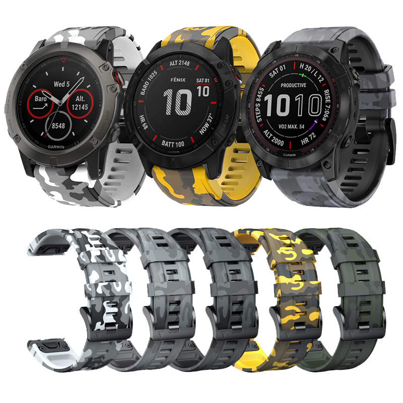 Garmin Fenix 7 6 Approach Forerunner instinct快速釋放錶帶迷彩矽膠錶帶