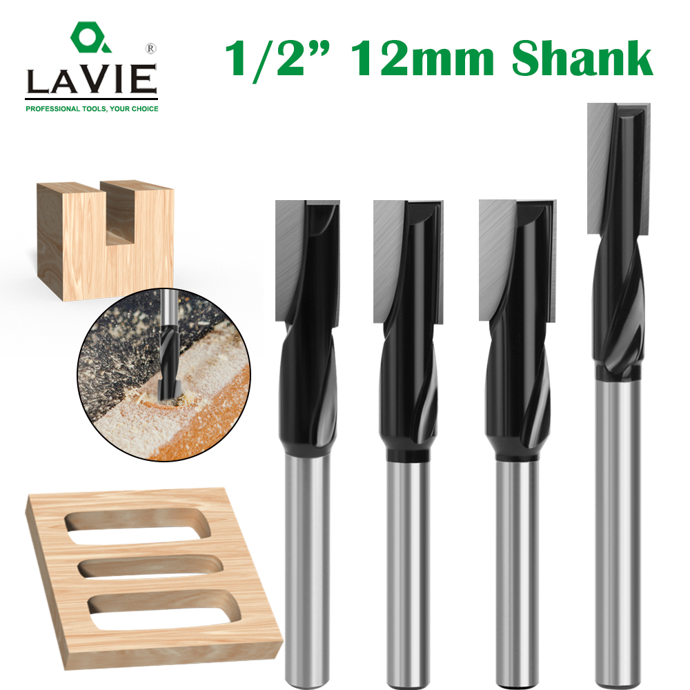 Lavie 1PC 12mm 或 12.7mm 柄加長清潔底部路由器鑽頭螺旋雕刻機木工銑刀