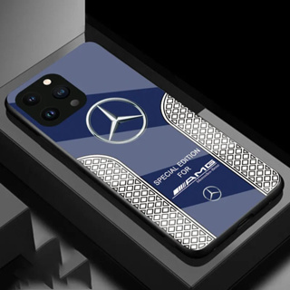 【熱銷】豪華跑車圖案玻璃硬質梅賽德斯奔馳手機殼適用於 Oppo Reno 10 9 8 Pro Plus 7 SE 6