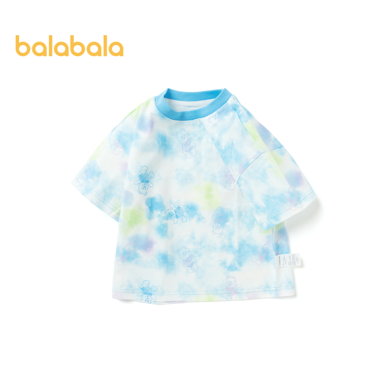 balabala 男童短袖t恤兒童上衣t恤2023新款夏季服裝女童休閒