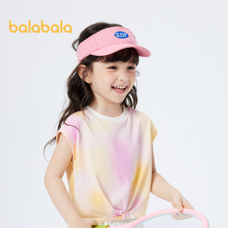 balabala 女童短袖t恤2023新款夏裝兒童甜美休閒時尚t恤