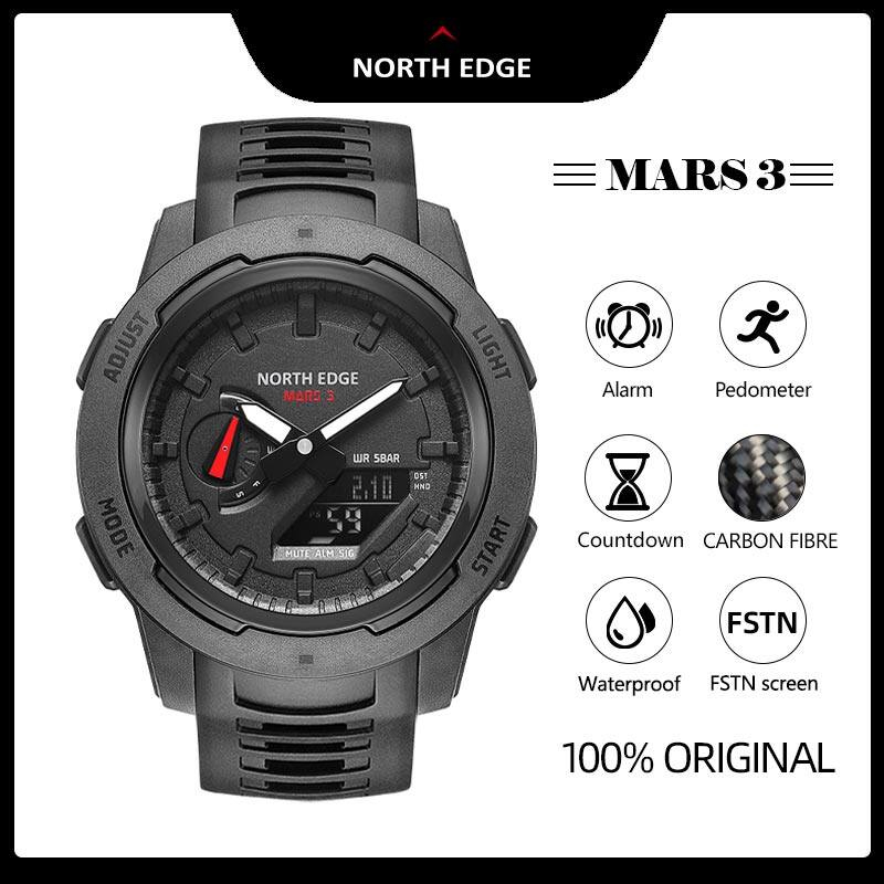 North EDGE MARS3 男士手錶碳纖維材質戰術手錶戶外運動手錶 50M 防水