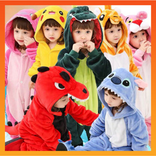 Kigurumi 兒童可愛恐龍針皮卡丘獨角獸熊貓動物卡通睡衣連體衣
