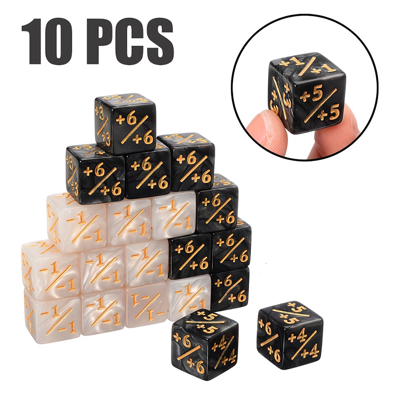 10 件 16 毫米 6 面骰子計數器 +1/-1 骰子兒童玩具計數骰子適用於 MTG 魔術聚會紙牌遊戲代幣和忠誠骰子