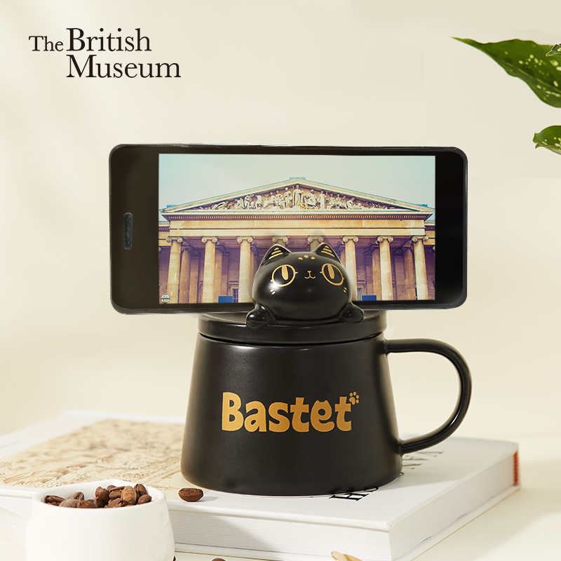 大英博物館安德森貓和她的朋友們巴斯特萌貓手機支架陶瓷馬克杯~Oz