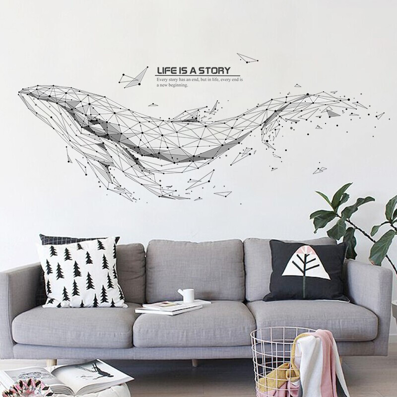 【Zooyoo壁貼】現貨！北歐幾何鯨魚三角形個性壁貼 創意簡約現代臥室床頭客廳背景牆貼紙 自粘壁貼